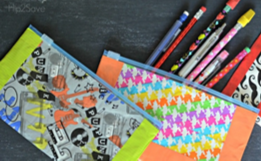 Brightly colored duct tape pencil bags