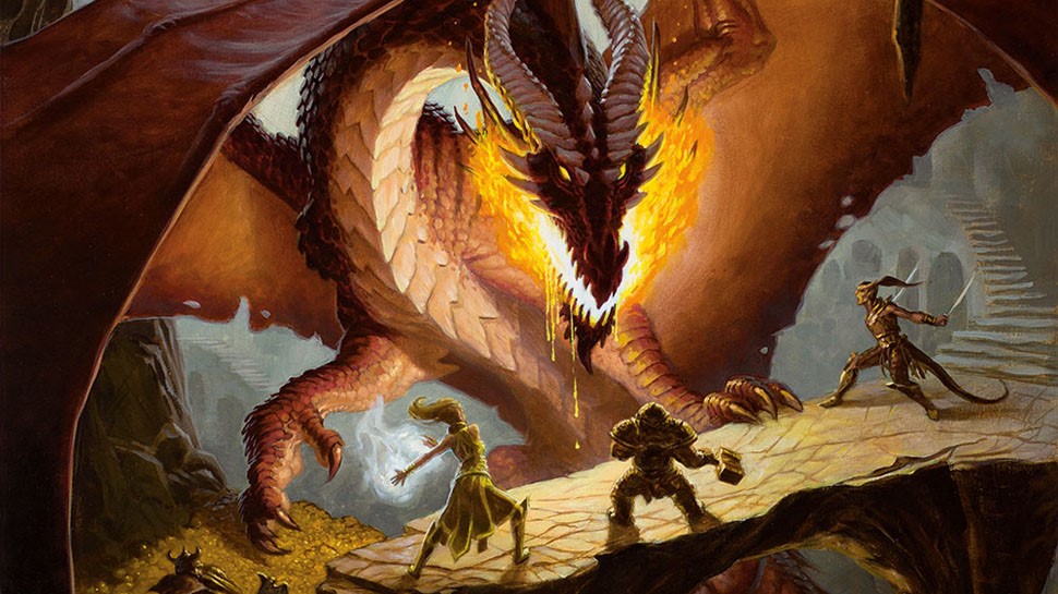 Heros fighting a dragon