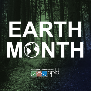 Image of woods with text "Earth month"