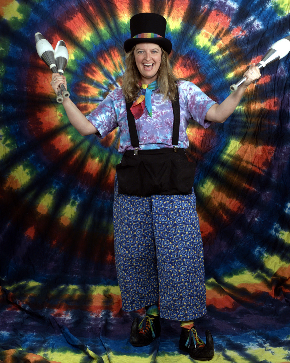 Woman holding juggling props