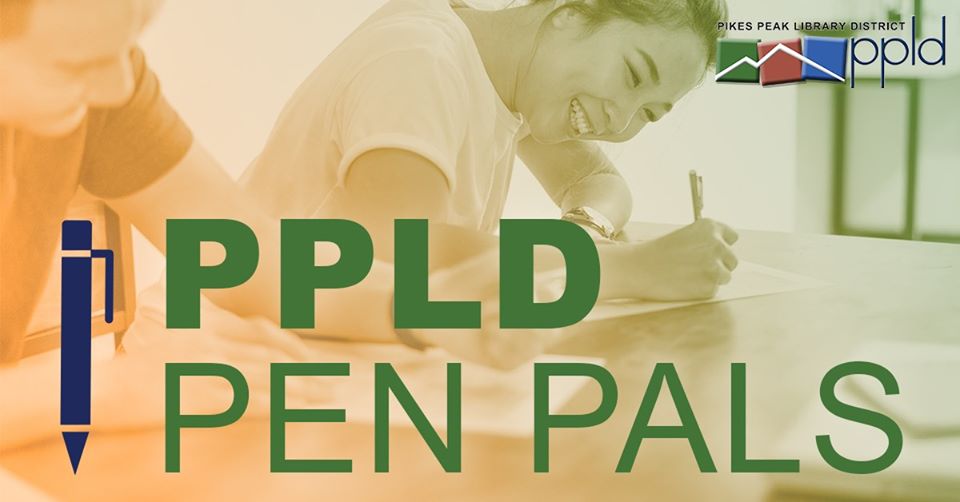 Image of people writing with the words PPLD Pen Pals