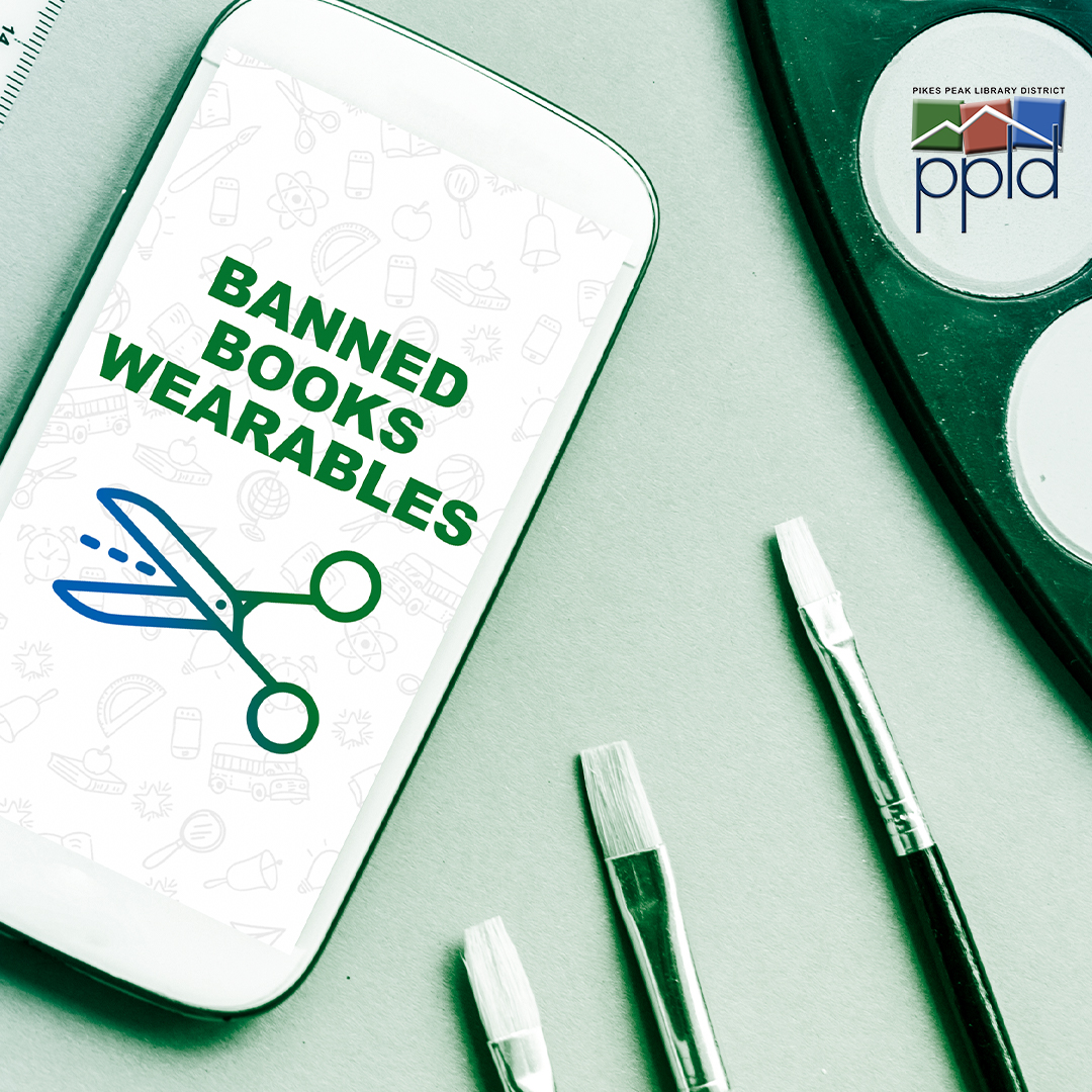 Picture of phone screen saying Banned Books Wearables.