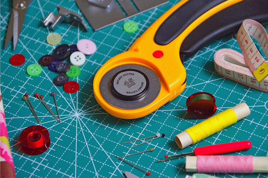 Tools for mending and sewing clothing.