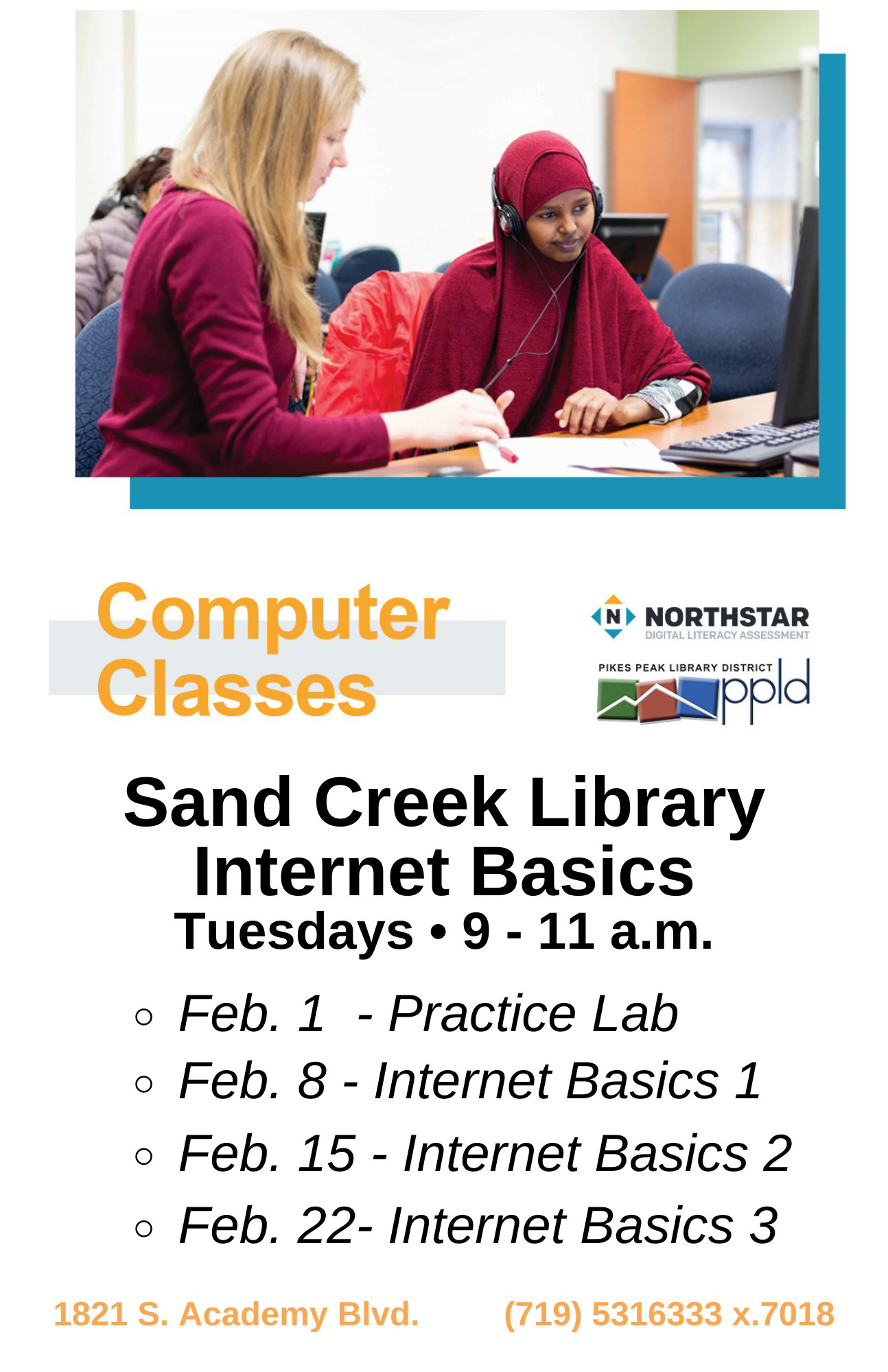 List of computer classes for February.