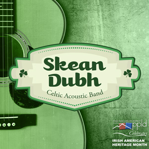 A guitar with the text, "Skean Dubh"