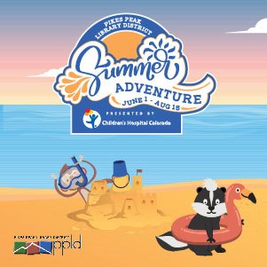 Summer Adventure logo with animals playing on the beach