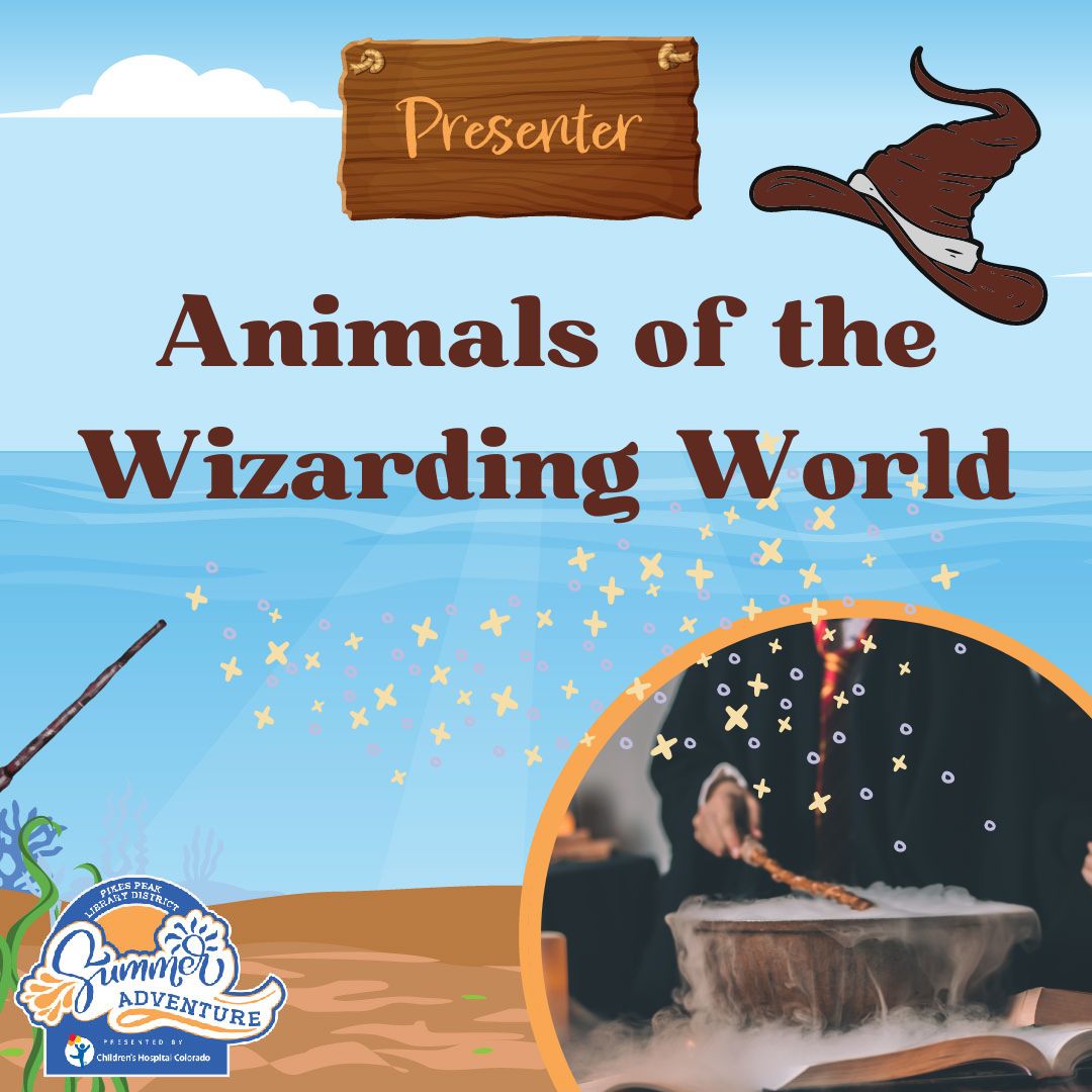 Image of ocean with caldron and wand graphic. Text reads Animals of the Wizarding World.