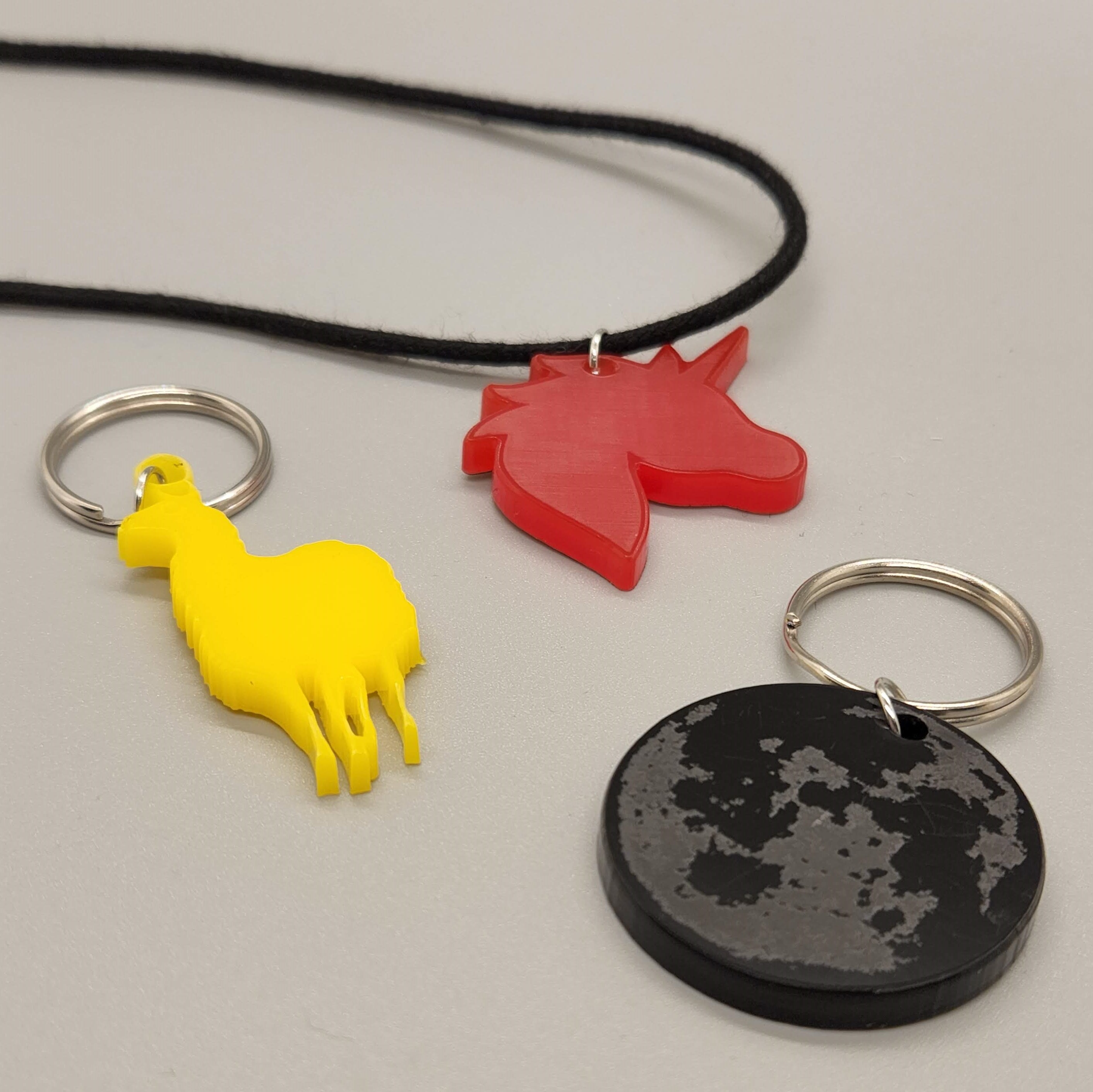 Acrylic charms made on the laser cutter