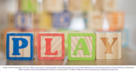 Blocks spelling out the word "play"