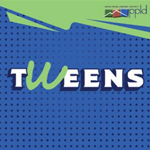 Blue and bright green graphic with word Tweens