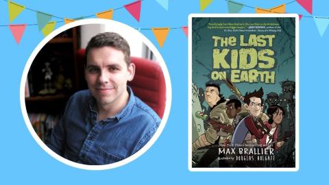 Image of Max Brallier with his book The Last Kids on Earth. 