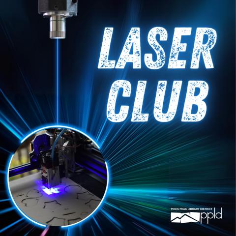 image of a laser engraving and cutting machine firing with the PPLD logo. Laser Club