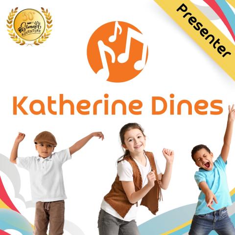 Three children dance underneath the words "Presenter- Katherine Dines"