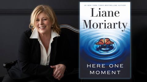 Image of Liane Moriarty with book cover