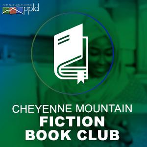 Green background with white text that reads Cheyenne Mountain Fiction Book Club