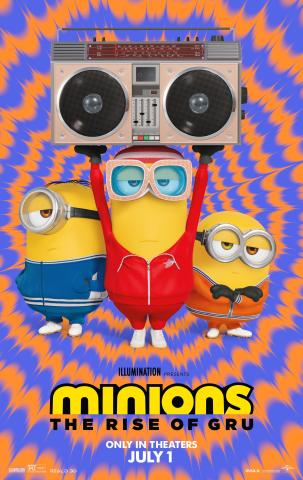 A picture of the poster for the film Minions: The Rise of Gru