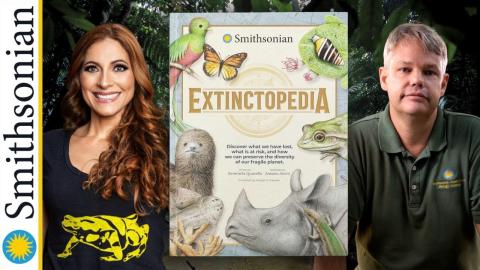 Extinctopedia book cover with scientist author photos
