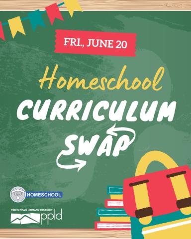 The image of a chalkboard with the title, Homeschool Curriculum Swap.