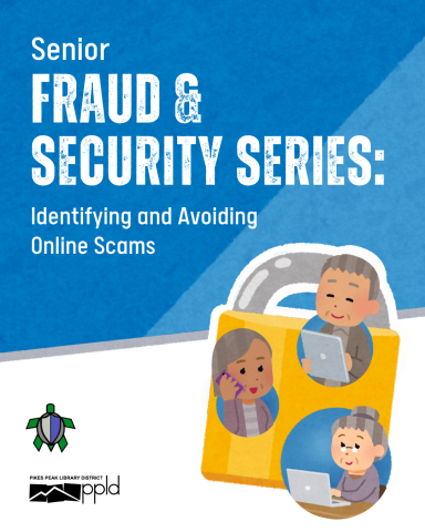 three older people on either a laptop, tablet, or cell phone inside a lock for security. turtle logo of siliver safe and secure