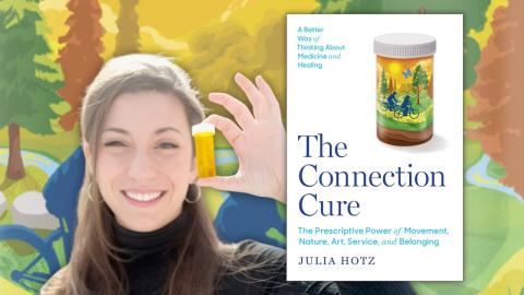 Photo of author Julia Hotz and image of the cover jacket of her book The Connection Cure