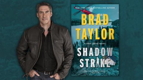 Author Brad Taylor and book cover image of Shadow Strike: A Pike Logan Novel