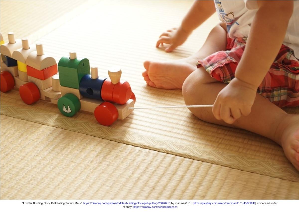 Child playing with train