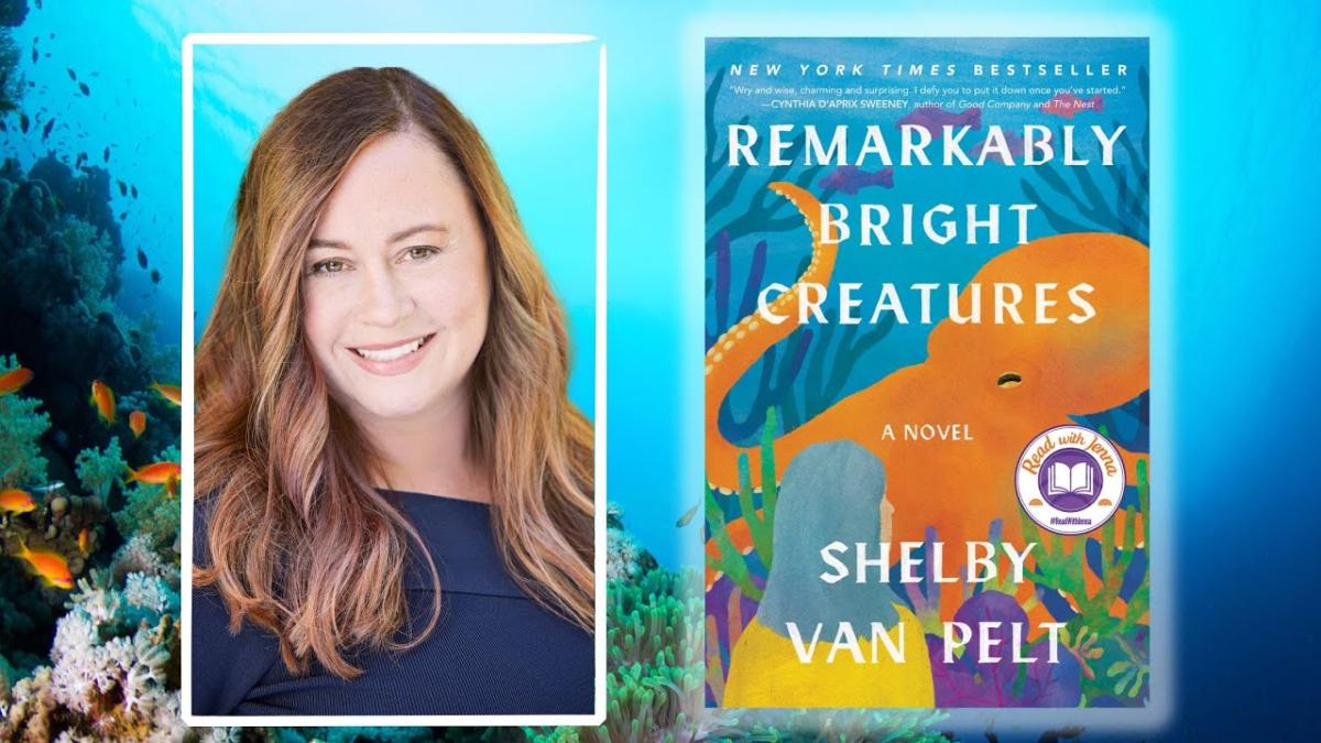 Image of Shelby Van Pelt with her book Remarkably Bright Creatures. 