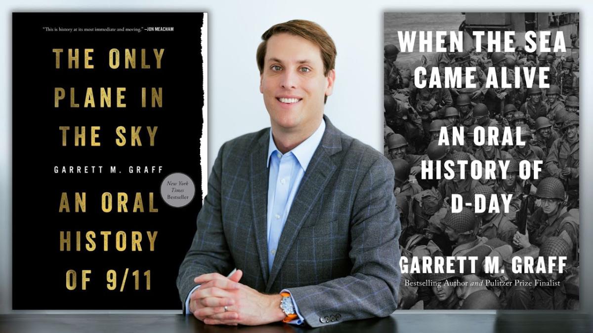 Image of Garrett Graff with book covers