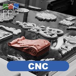 Image of items carved by CNC. PPLD logo.