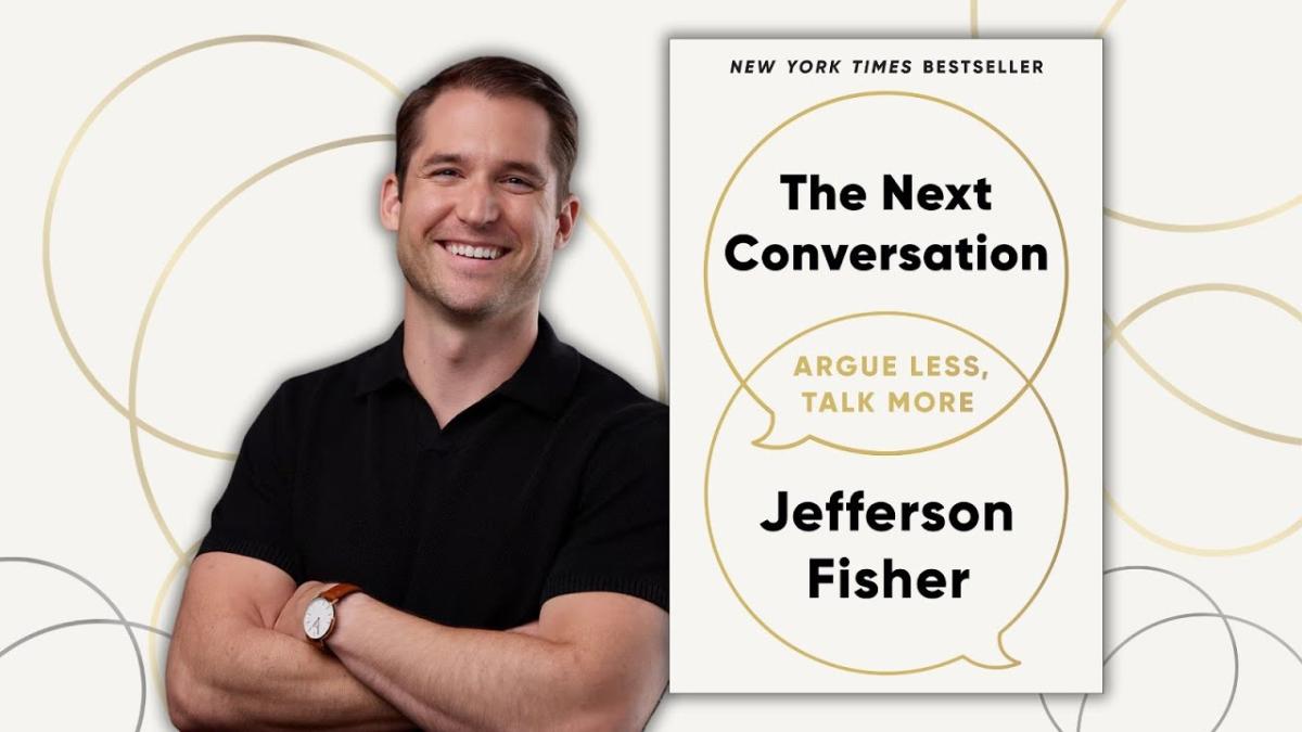 Author Jefferson Fisher and book cover of The Next Conversation