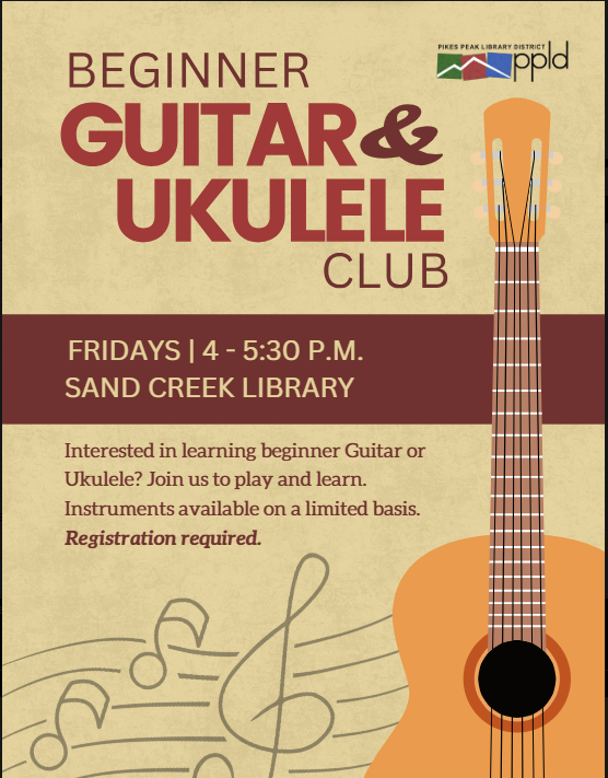 Guitar & Uke informational flyer, Fridays 4-5:30
